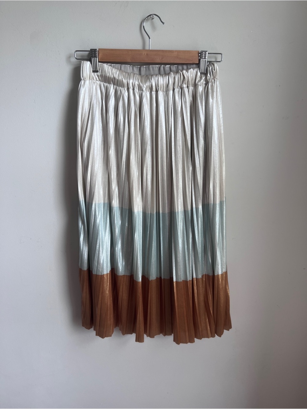 Zara Metallic Pleated Colorblock Midi Skirt Size Small
